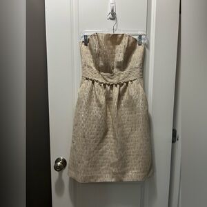 Size 2P Talbots Elegant Strapless Gold Dress